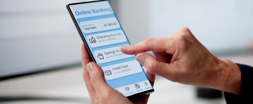 A person using an online banking app.
