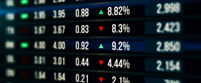 A screen showing stock market movements.